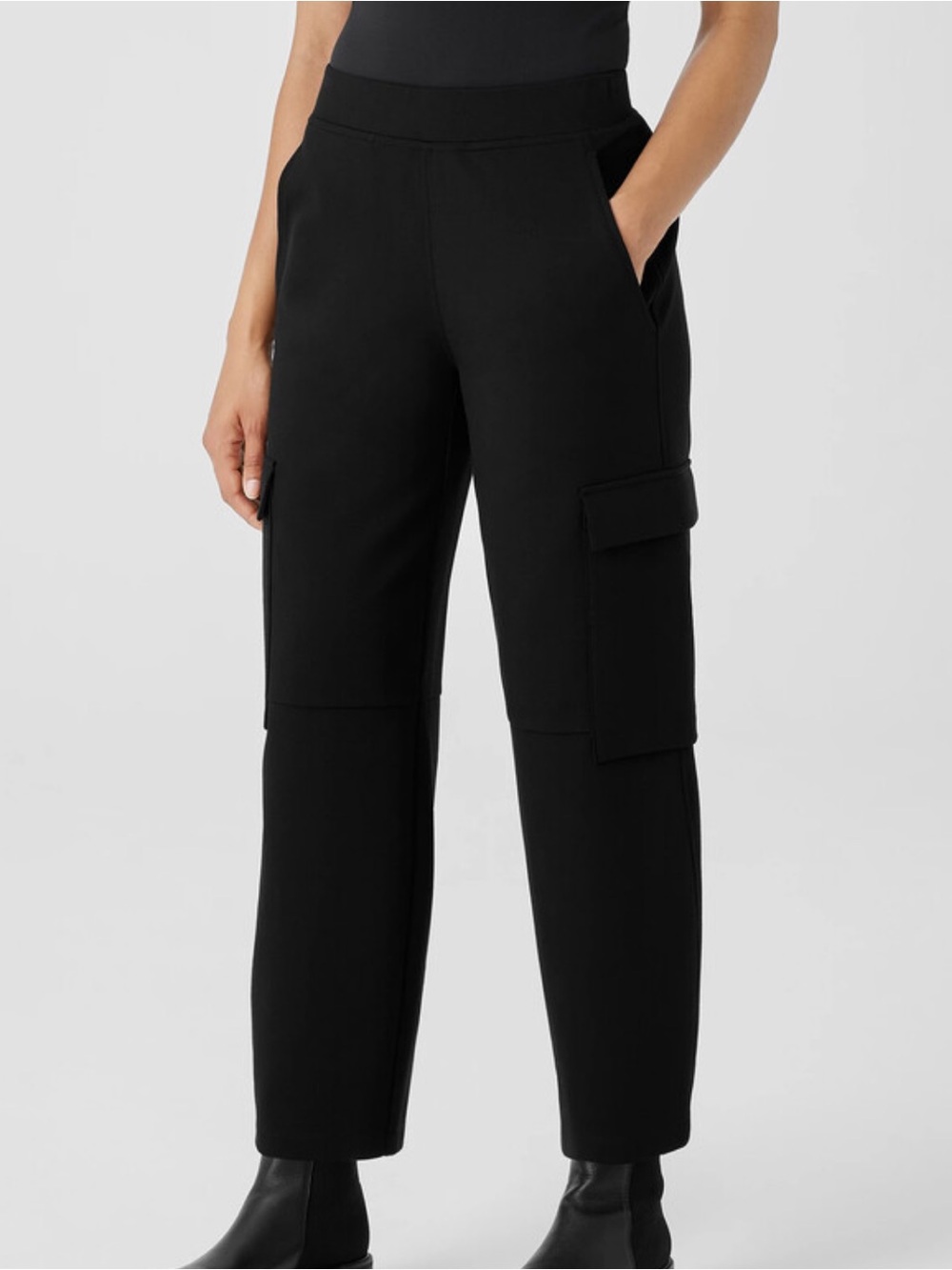 Eileen Fisher Black Cargo Knit Joggers